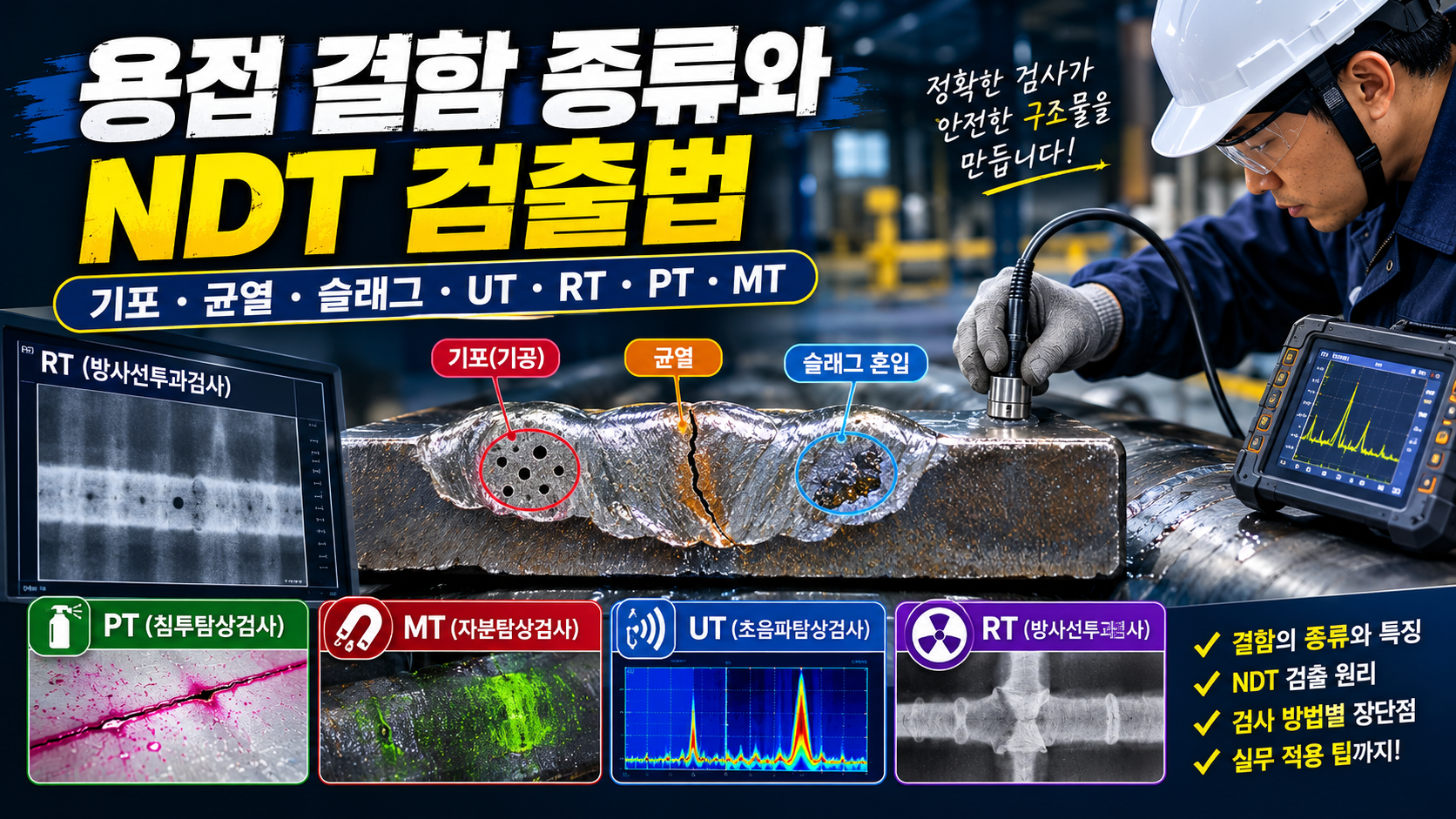 용접 결함 종류와 NDT 검출법