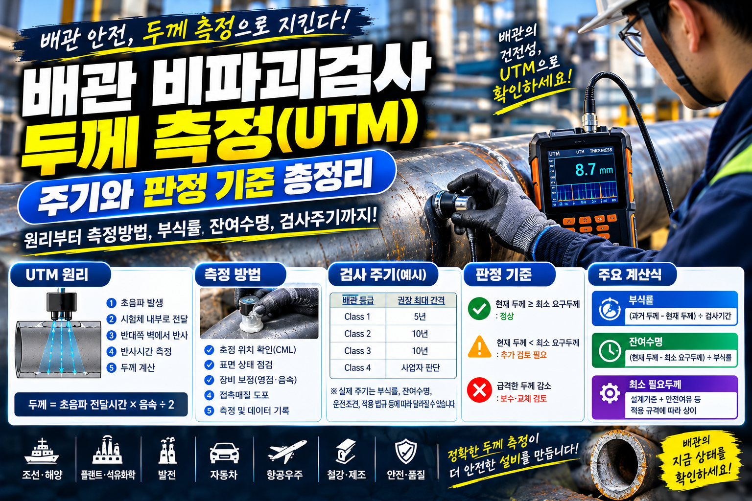 배관 비파괴검사 두께 측정(UTM)