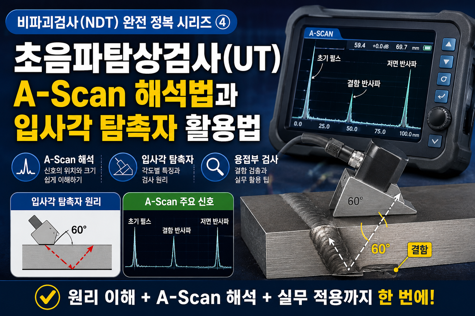 초음파탐상검사(UT) A-Scan 해석법과 입사각 탐촉자 활용법