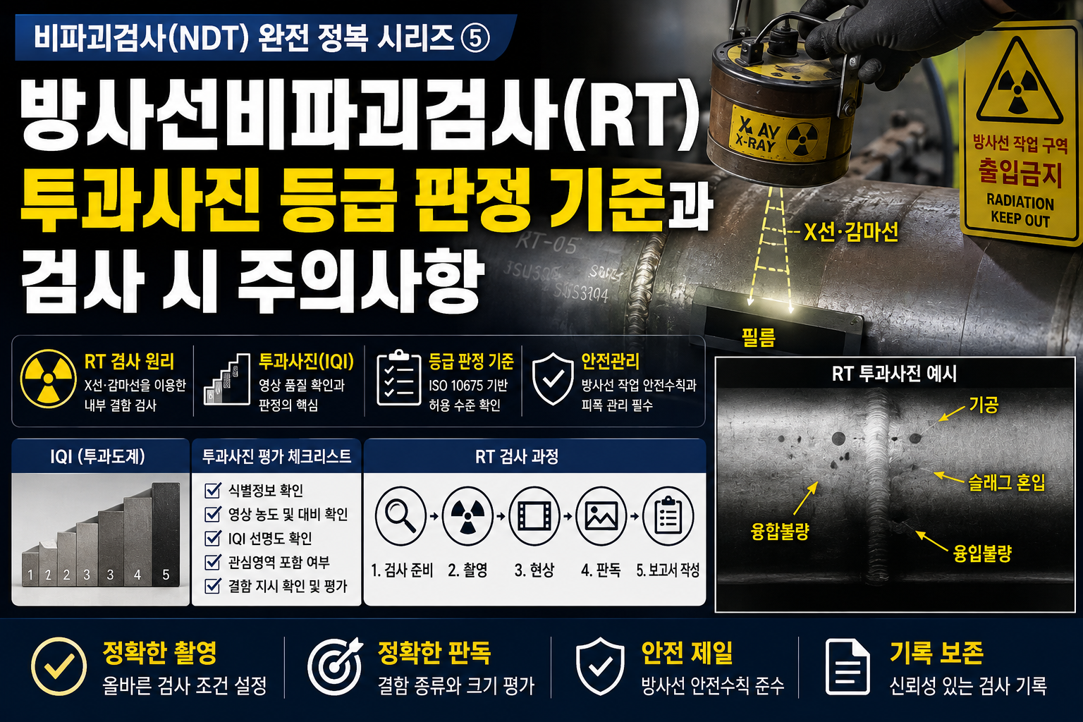 방사선비파괴검사(RT) 투과사진 등급 판정 기준과 검사 시 주의사항