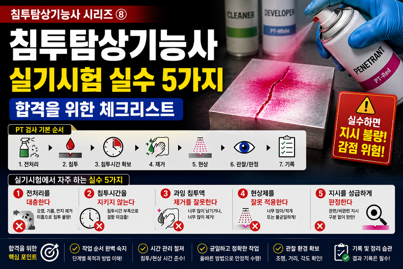 침투탐상기능사 실기시험 실수 5가지