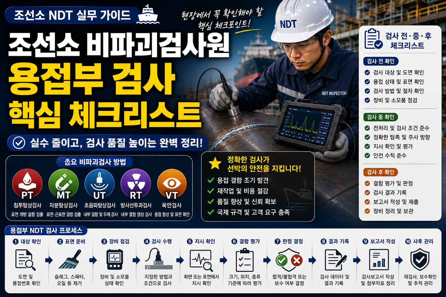 조선소 비파괴검사원 용접부 검사 핵심 체크리스트
