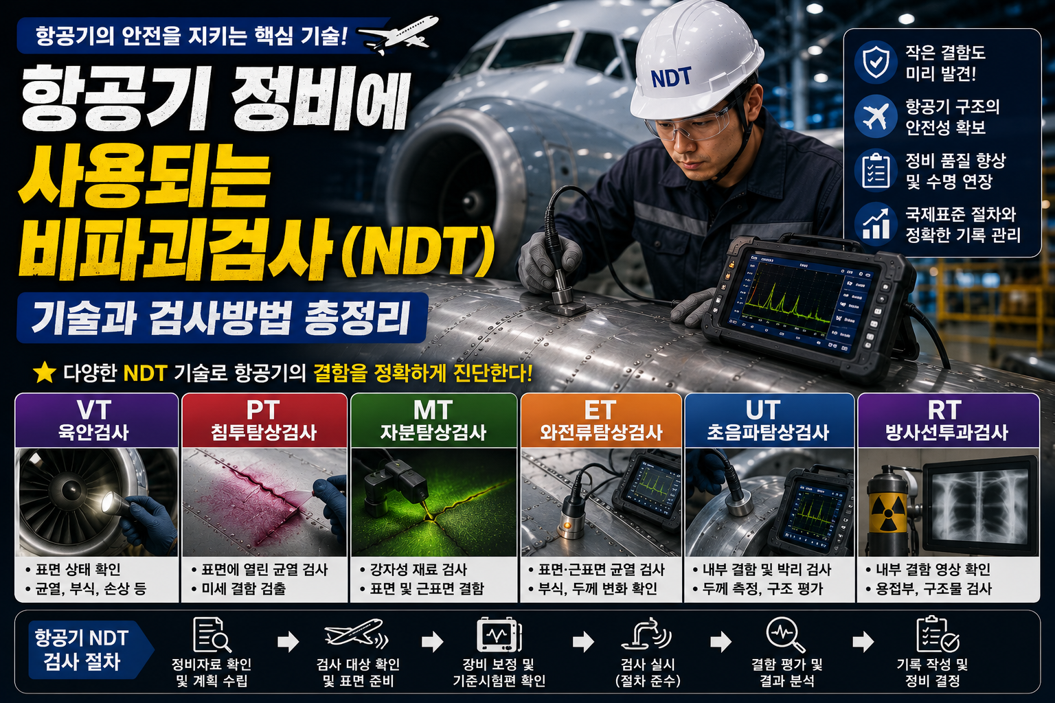 항공기 정비에 사용되는 비파괴검사 (NDT)