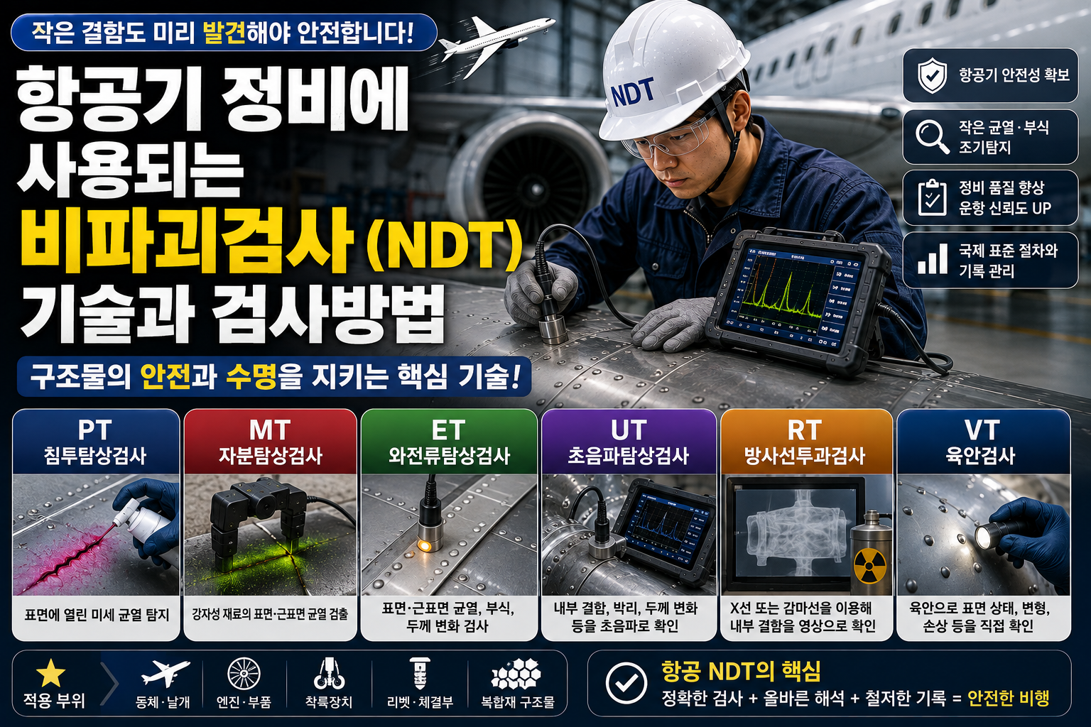 항공기 정비에 사용되는 비파괴검사 (NDT) 기술과 검사방법