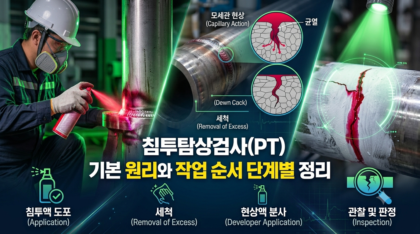 침투탐상검사(PT) 기본 원리와 작업 순서 단계별 정리